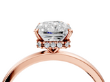 Rose gold Radiant Solitaire Engagement Ring with Cathedral Band and Four-Prong Setting_25