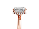 Rose gold Radiant Solitaire Engagement Ring with Cathedral Band and Four-Prong Setting_26