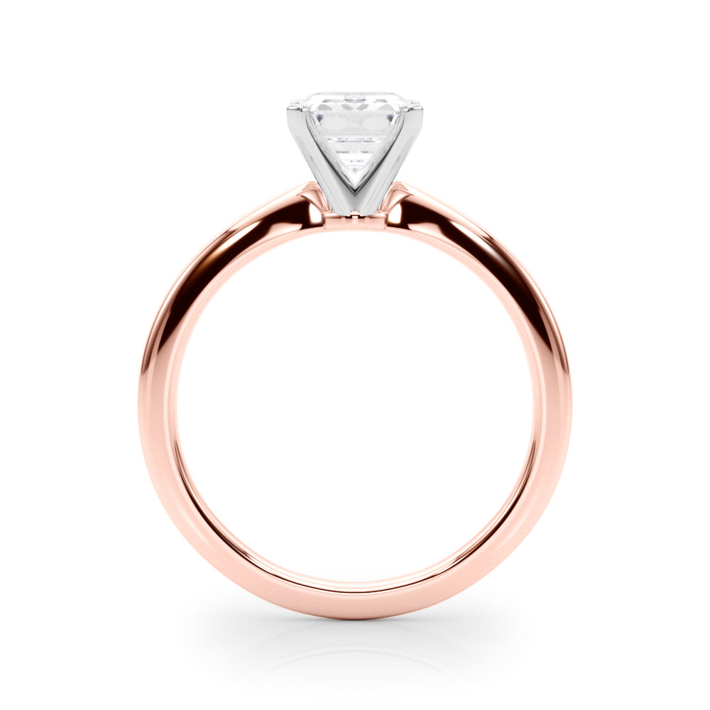 Rose gold Radiant Solitaire Engagement Ring with Classic Band and Four-Prong Setting 1