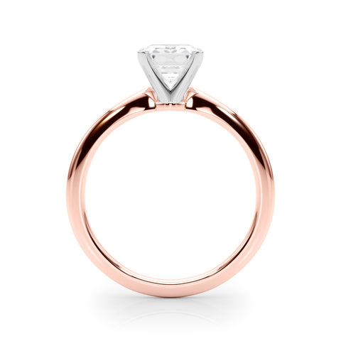 Rose gold Radiant Solitaire Engagement Ring with Classic Band and Four-Prong Setting 1