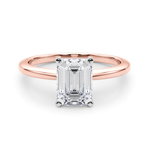 Rose gold Radiant Solitaire Engagement Ring with Classic Band and Four-Prong Setting