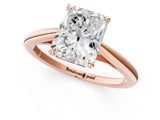 Rose gold Radiant Solitaire Engagement Ring with Four-Prong Setting and Classic Band 1