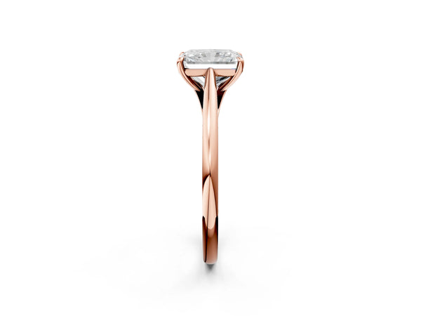 Rose gold Radiant Solitaire Engagement Ring with Four-Prong Setting and Classic Band