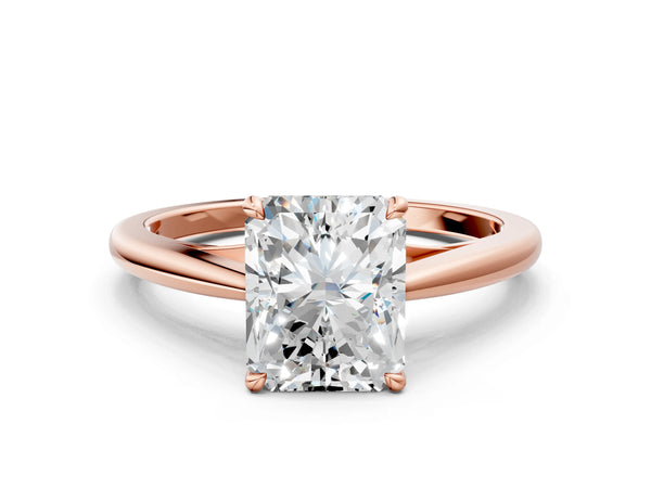 Rose gold Radiant Solitaire Engagement Ring with Four-Prong Setting and Classic Band