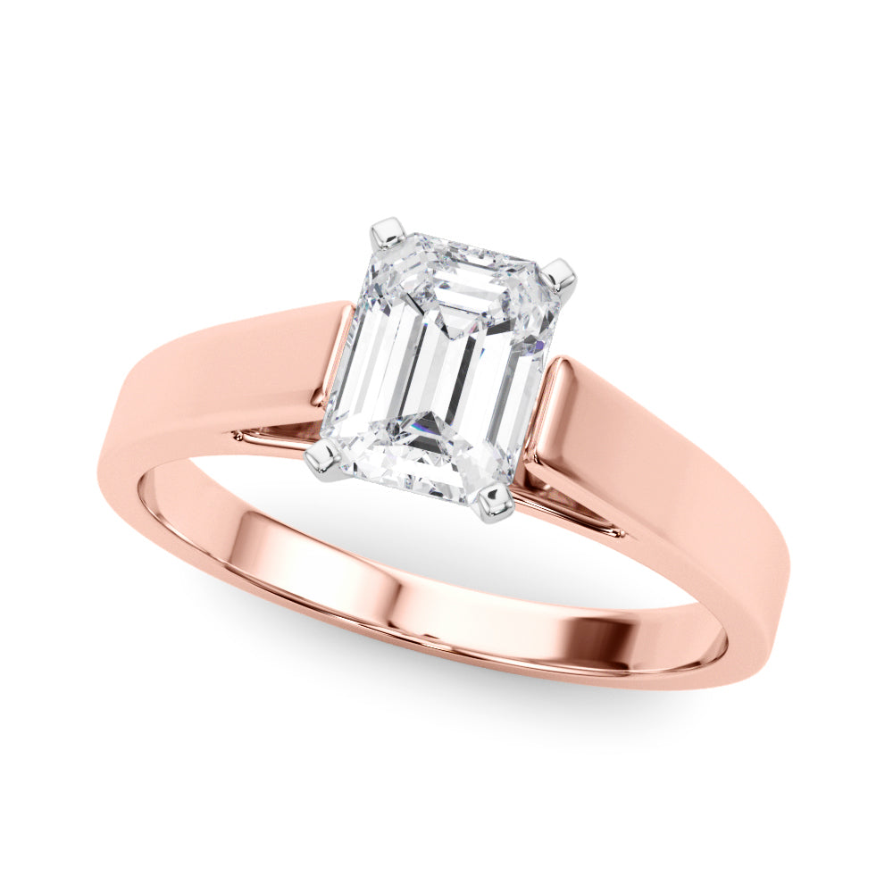 Rose gold Radiant Solitaire Engagement Ring with Four-Prong Setting and Tapered Band 2