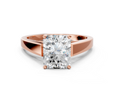 Rose gold Radiant Solitaire Engagement Ring with Four-Prong Setting and Tapered Band_18