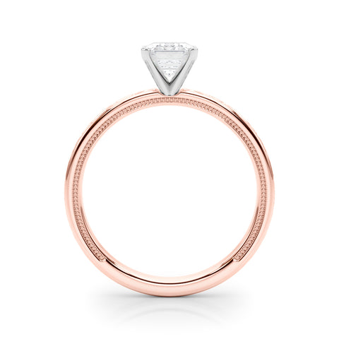 Rose gold Radiant Solitaire Engagement Ring with Scrollwork Band and Four-Prong Setting 1