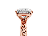Rose gold Radiant Solitaire Engagement Ring with Scrollwork Band and Four-Prong Setting_168