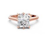 Rose gold Radiant Solitaire Engagement Ring with Six-Prong Setting and Classic Band 1