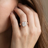 Rose gold Radiant Solitaire Filigree Engagement Ring with Halo and Prong Setting_14