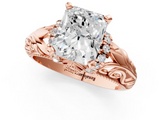 Rose gold Radiant Solitaire Filigree Engagement Ring with Halo and Prong Setting_85