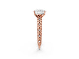 Rose gold Radiant Solitaire Floral Milgrain Engagement Ring_33