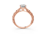 Rose gold Radiant Solitaire Floral Milgrain Engagement Ring_34