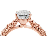 Rose gold Radiant Solitaire Floral Milgrain Engagement Ring_35