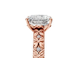 Rose gold Radiant Solitaire Floral Milgrain Engagement Ring_36