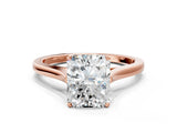 Rose gold Radiant Solitaire Heart Prong Engagement Ring with Tapered Band_55