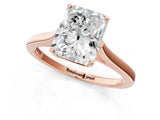 Rose gold Radiant Solitaire Heart Prong Engagement Ring with Tapered Band_56