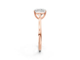 Rose gold Radiant Solitaire Heart Prong Engagement Ring with Tapered Band_57
