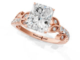 Rose gold Radiant Solitaire Leaf-Inspired Diamond Ring with Pavé Band and Four-Prong Setting_13