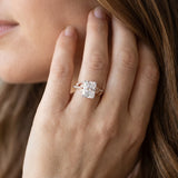 Rose gold Radiant Solitaire Leaf-Inspired Diamond Ring with Pavé Band and Four-Prong Setting_6