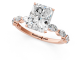 Rose gold Radiant Solitaire Marquise Side Stone Prong Setting Ring_66