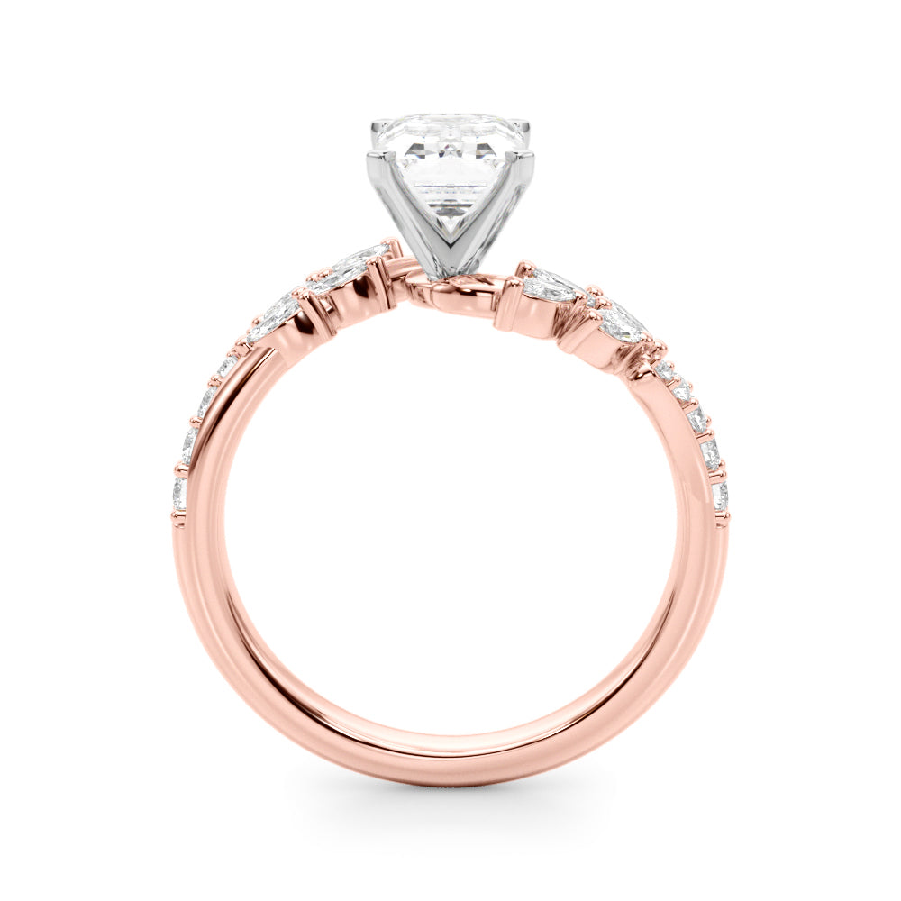 Rose gold Radiant Solitaire Marquise Twist Band with Six-Prong Setting 1