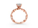 Rose gold Radiant Solitaire Milgrain Diamond Engagement Ring with Bezel and Marquise Band_131
