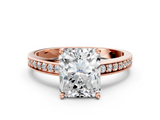 Rose gold Radiant Solitaire Pavé Band Prong Setting Ring_20