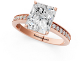 Rose gold Radiant Solitaire Pavé Band Prong Setting Ring_21