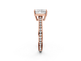 Rose gold Radiant Solitaire Pavé Band Prong Setting Ring_22