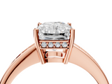 Rose gold Radiant Solitaire Pavé Band Prong Setting Ring_24