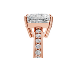 Rose gold Radiant Solitaire Pavé Band Prong Setting Ring_25