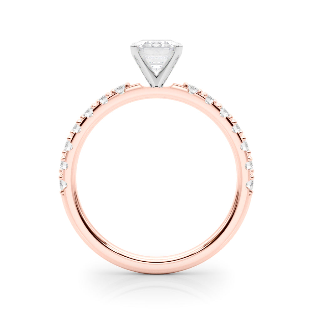 Rose gold Radiant Solitaire Pavé Band with Four-Prong Setting 1
