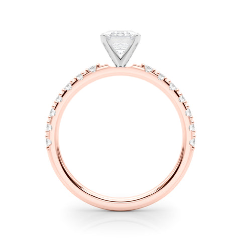 Rose gold Radiant Solitaire Pavé Band with Four-Prong Setting 1