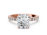 Rose gold Radiant Solitaire Pavé Band with Four-Prong Setting_175