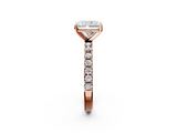 Rose gold Radiant Solitaire Pavé Band with Four-Prong Setting_177