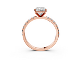 Rose gold Radiant Solitaire Pavé Band with Four-Prong Setting_178