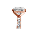 Rose gold Radiant Solitaire Pavé Band with Four-Prong Setting_180