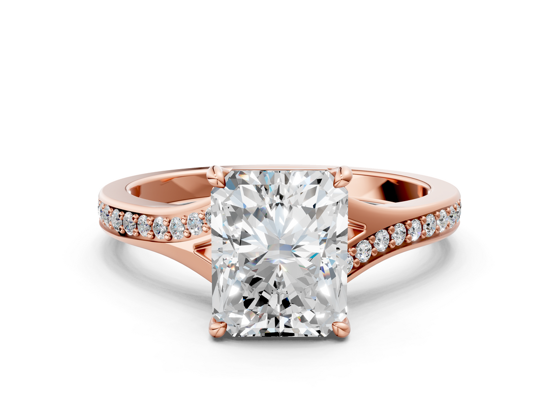 Rose gold Radiant Solitaire Pavé Band with Four-Prong Setting_32