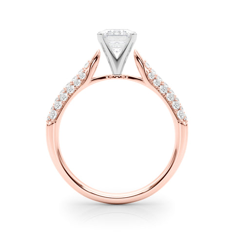 Rose gold Radiant Solitaire Pavé Diamond Engagement Ring with Four-Prong Setting 1