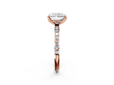 Rose gold Radiant Solitaire Pavé Diamond Engagement Ring with Four-Prong Setting_100
