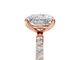 Rose gold Radiant Solitaire Pavé Diamond Engagement Ring with Four-Prong Setting_103