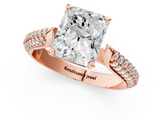 Rose gold Radiant Solitaire Pavé Diamond Engagement Ring with Four-Prong Setting_131