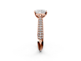 Rose gold Radiant Solitaire Pavé Diamond Engagement Ring with Four-Prong Setting_132