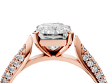 Rose gold Radiant Solitaire Pavé Diamond Engagement Ring with Four-Prong Setting_134