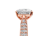 Rose gold Radiant Solitaire Pavé Diamond Engagement Ring with Four-Prong Setting_135