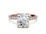 Rose gold Radiant Solitaire Pavé Diamond Engagement Ring with Four-Prong Setting_98