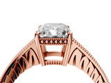 Rose gold Radiant Solitaire Pavé Diamond Milgrain Engagement Ring with Four-Prong Setting_10