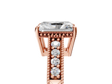 Rose gold Radiant Solitaire Pavé Diamond Milgrain Engagement Ring with Four-Prong Setting_11
