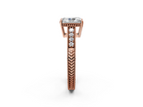 Rose gold Radiant Solitaire Pavé Diamond Milgrain Engagement Ring with Four-Prong Setting_8